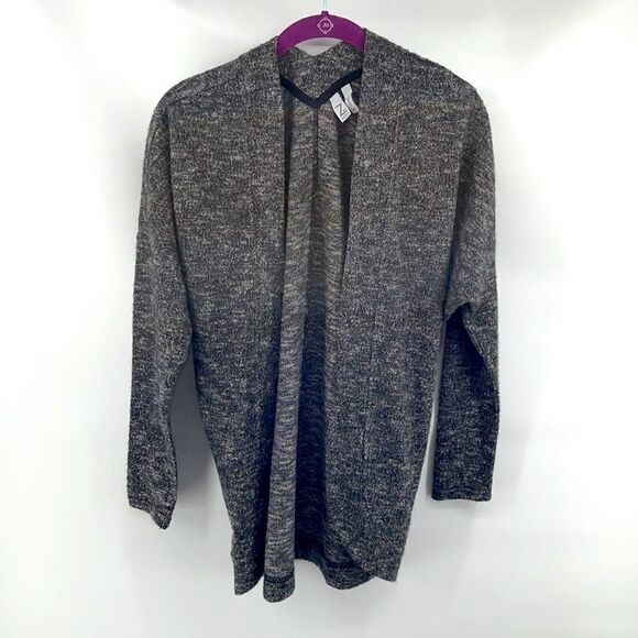 Z by Zella open front cardigan sweat shirt pockets marled black white grey gray - Picture 2 of 14